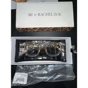 Rachel Zoe RZ Marnika‎ Blue Light Blocker Glasses Womens Beige Animal Print